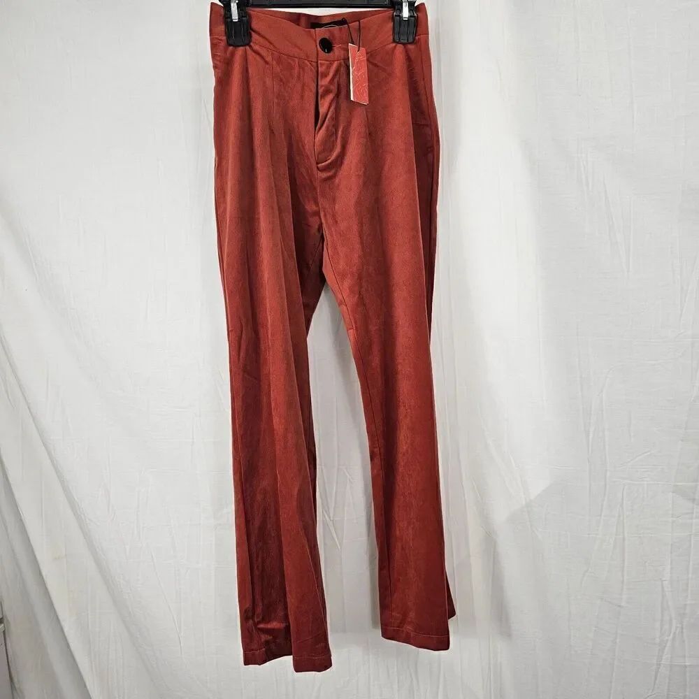 Cider Orange Corduroy Wide Leg Straight Pants Women's Size Small Nwt